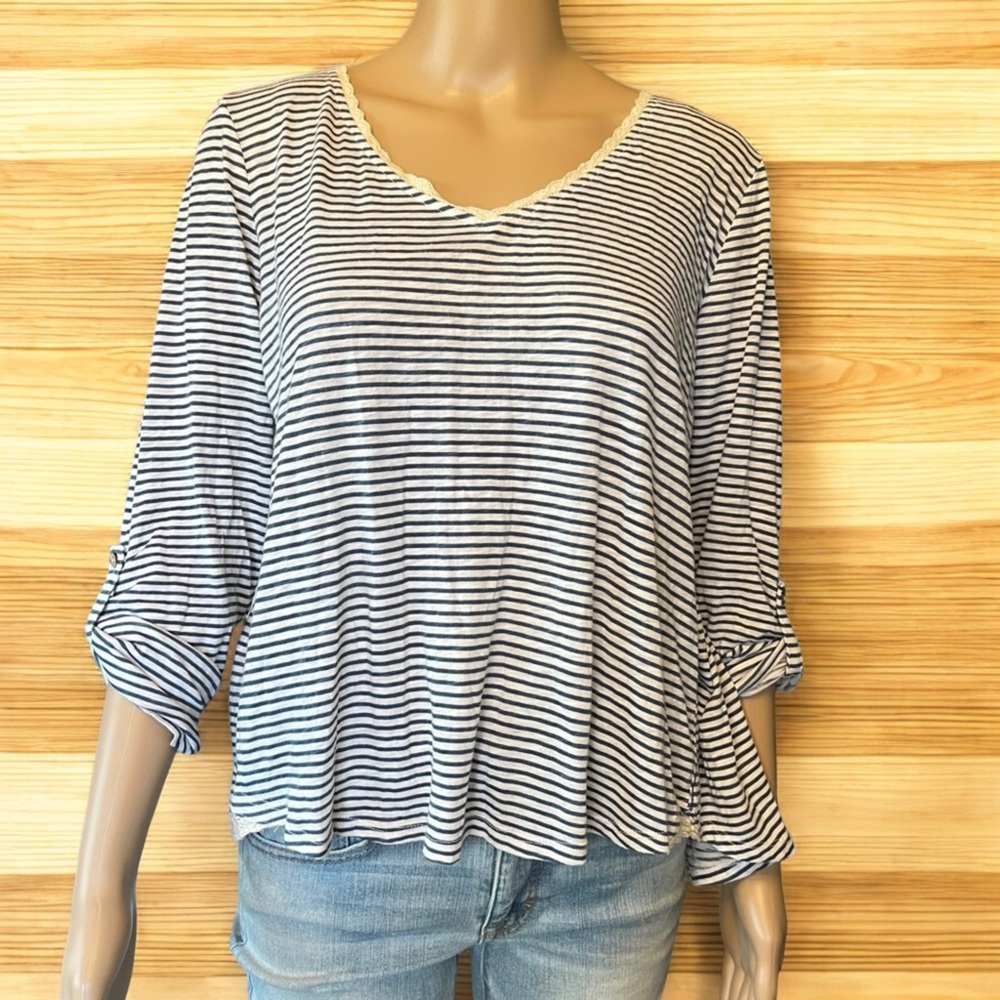 Wrangler Rockabilly Striped Peekaboo Lace Shirt M